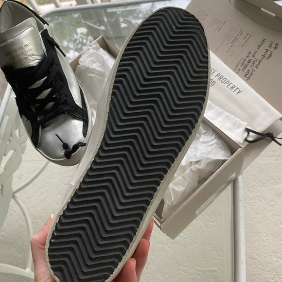 Golden Goose silver metallic black suede Star Super-Star sneakers - Picture 5 of 9